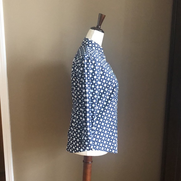 Talbots, sz 2, blue w/white polka dot 3/4 slv - Picture 2 of 3